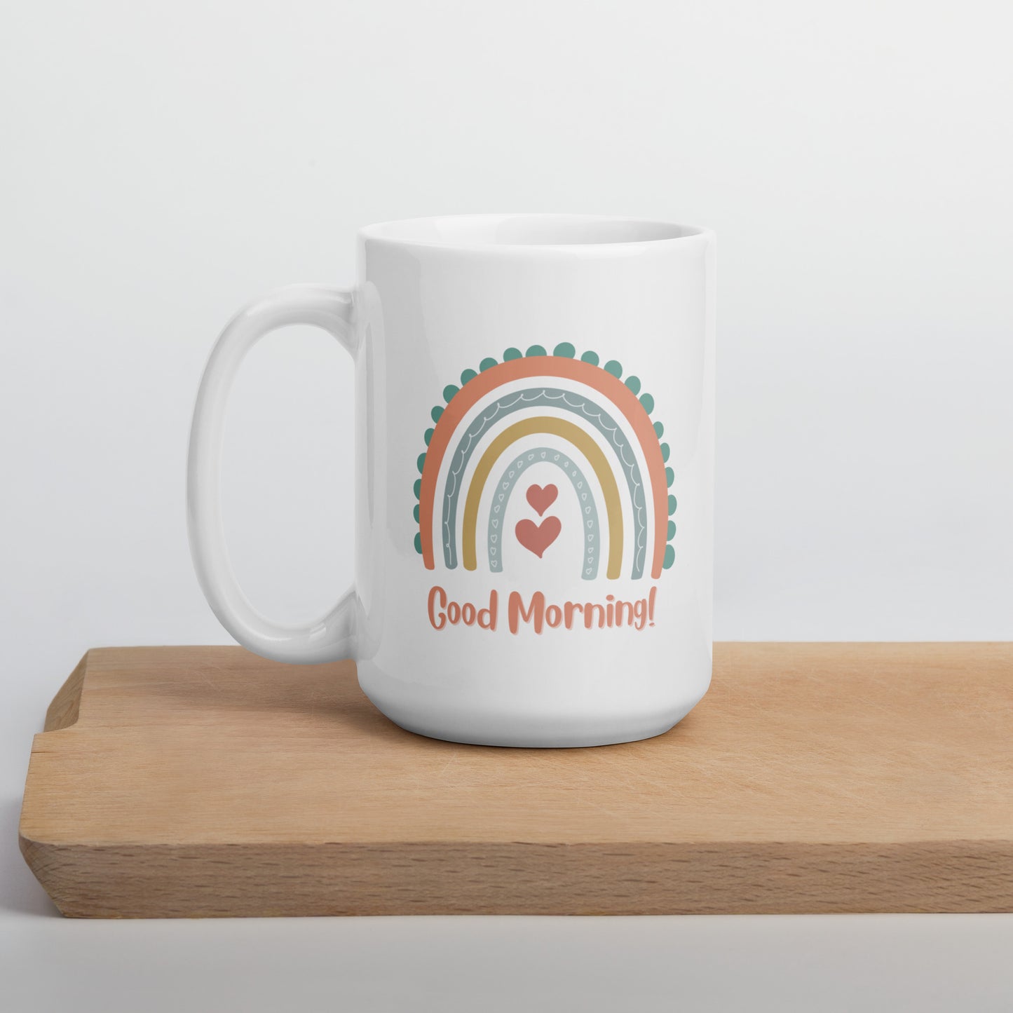 Good Morning Rainbow Mug: White glossy mug