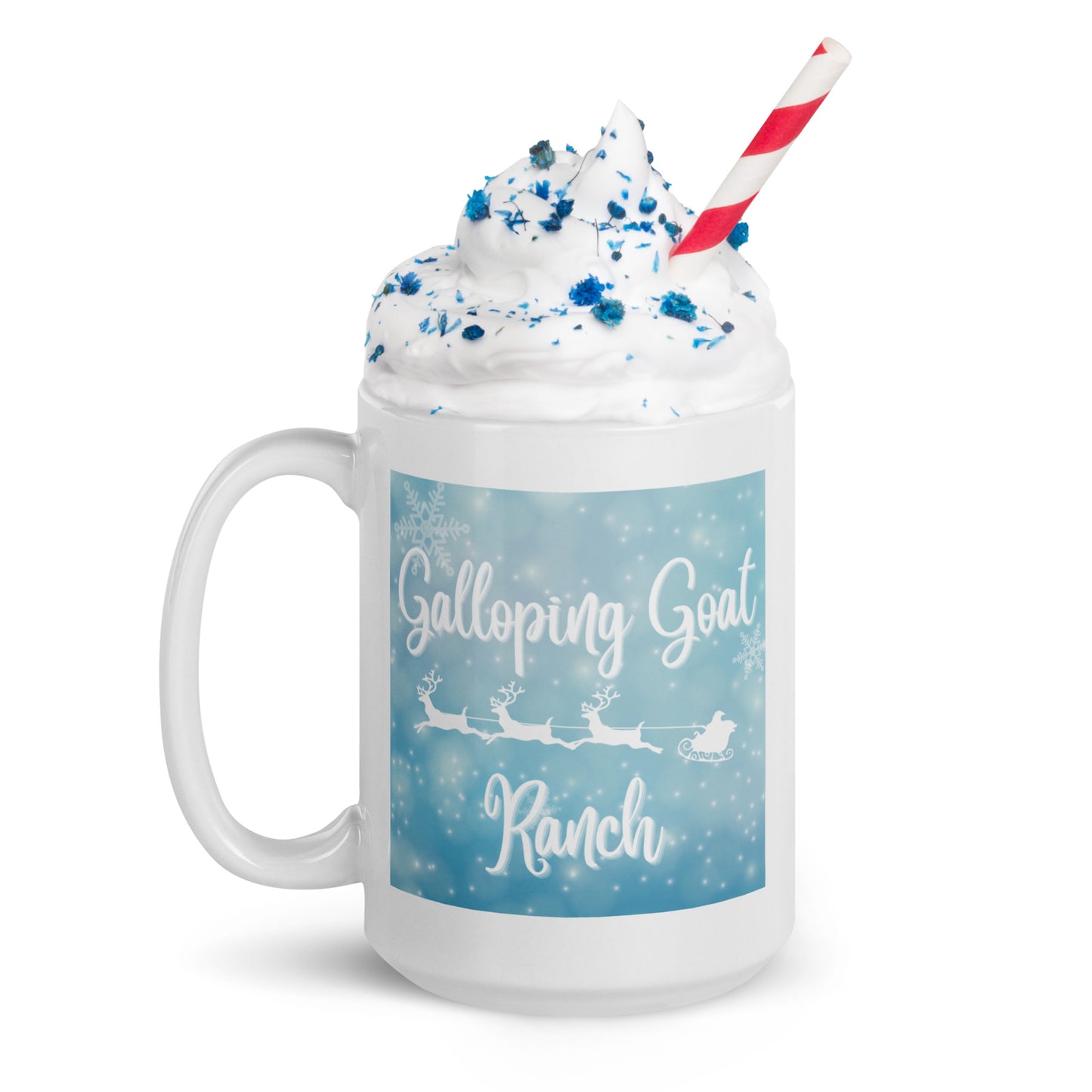 Galloping Goat Sleigh: White glossy mug