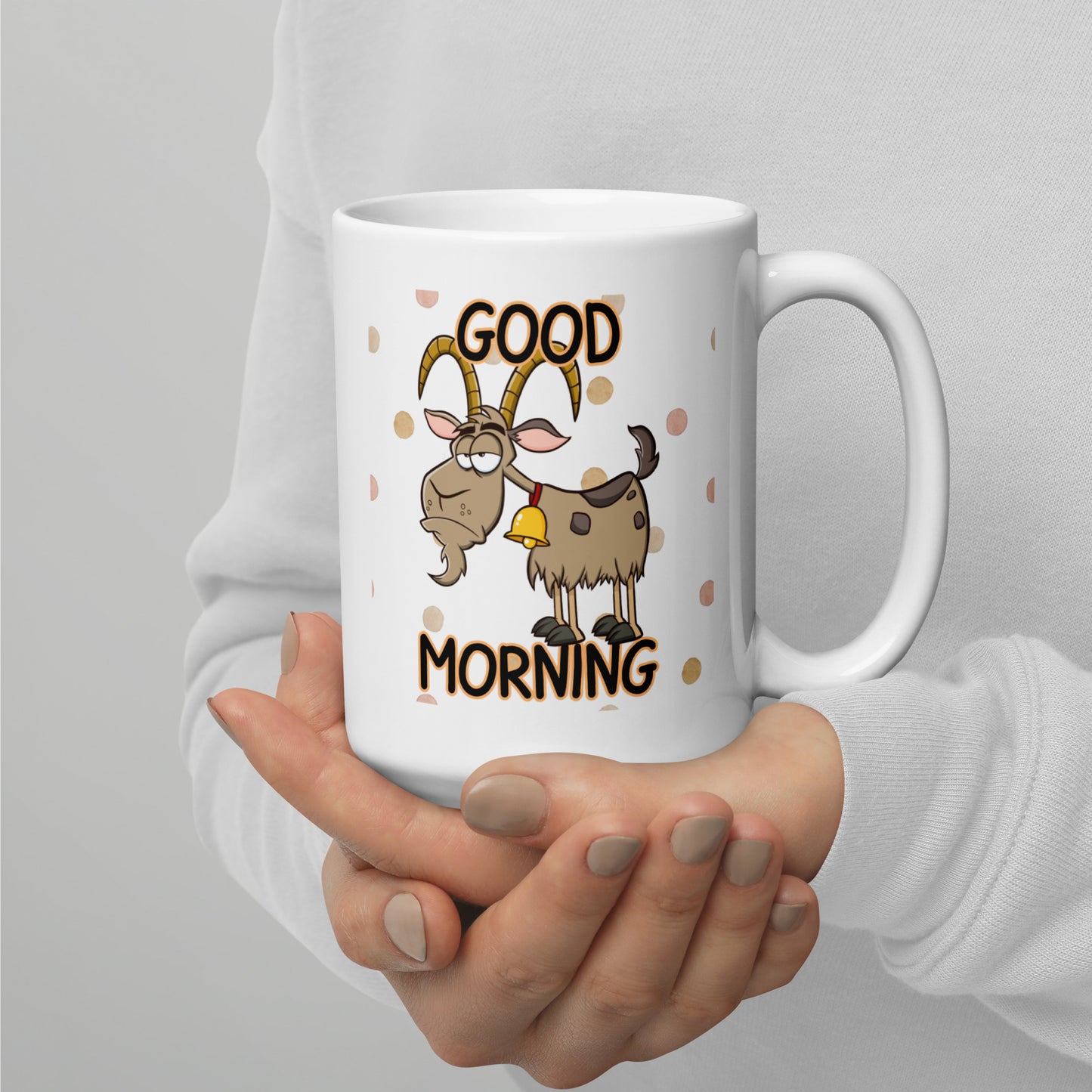 Good Morning Grumpy Goat: White glossy mug