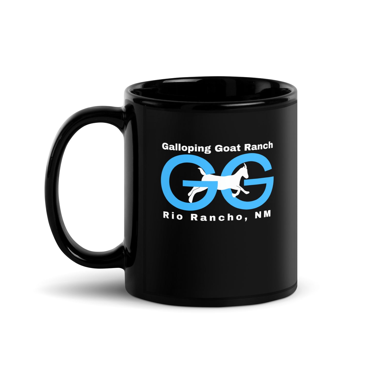 Galloping Goat Logo: Black Glossy Mug