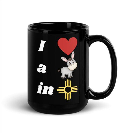 I Love A Donkey: Black Glossy Mug