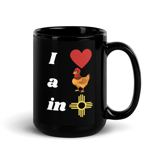 I Love A Chicken: Black Glossy Mug