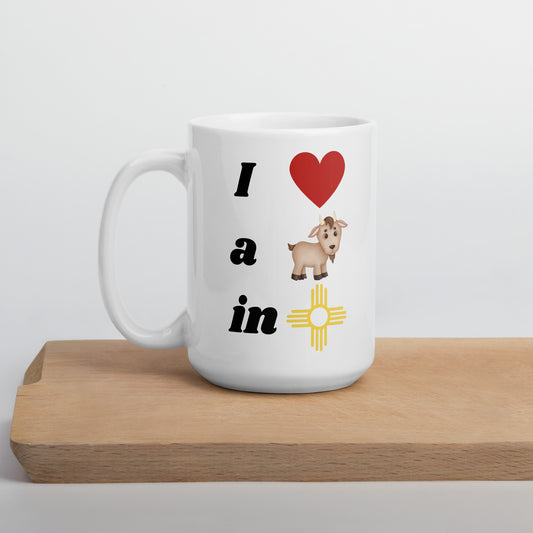 I Love A Goat In New Mexico: White Glossy Mug